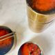 Vintage Red Enamelled Bronze Set, Ashtray, Candle Holder & Lidded Jar, 50s