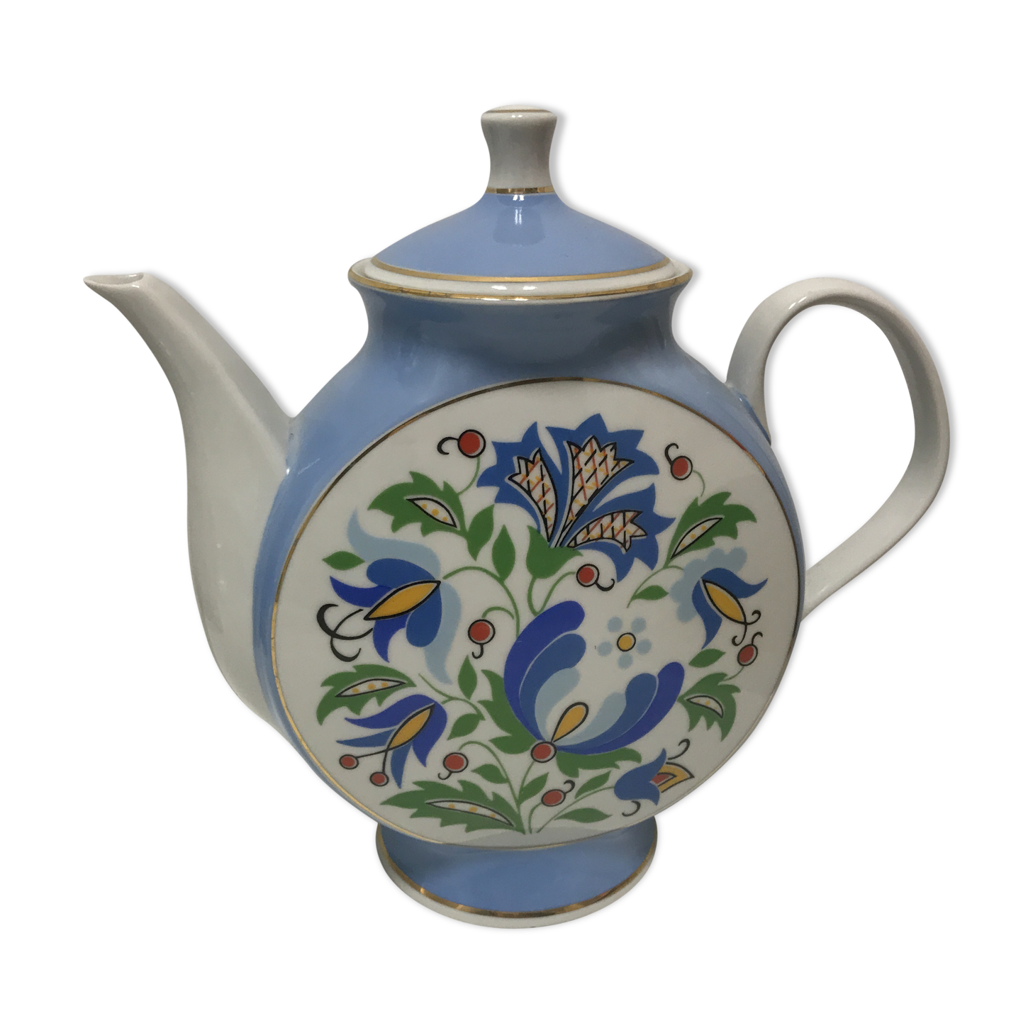 Teapot porcelain from Poland decorations from Russian inspiration