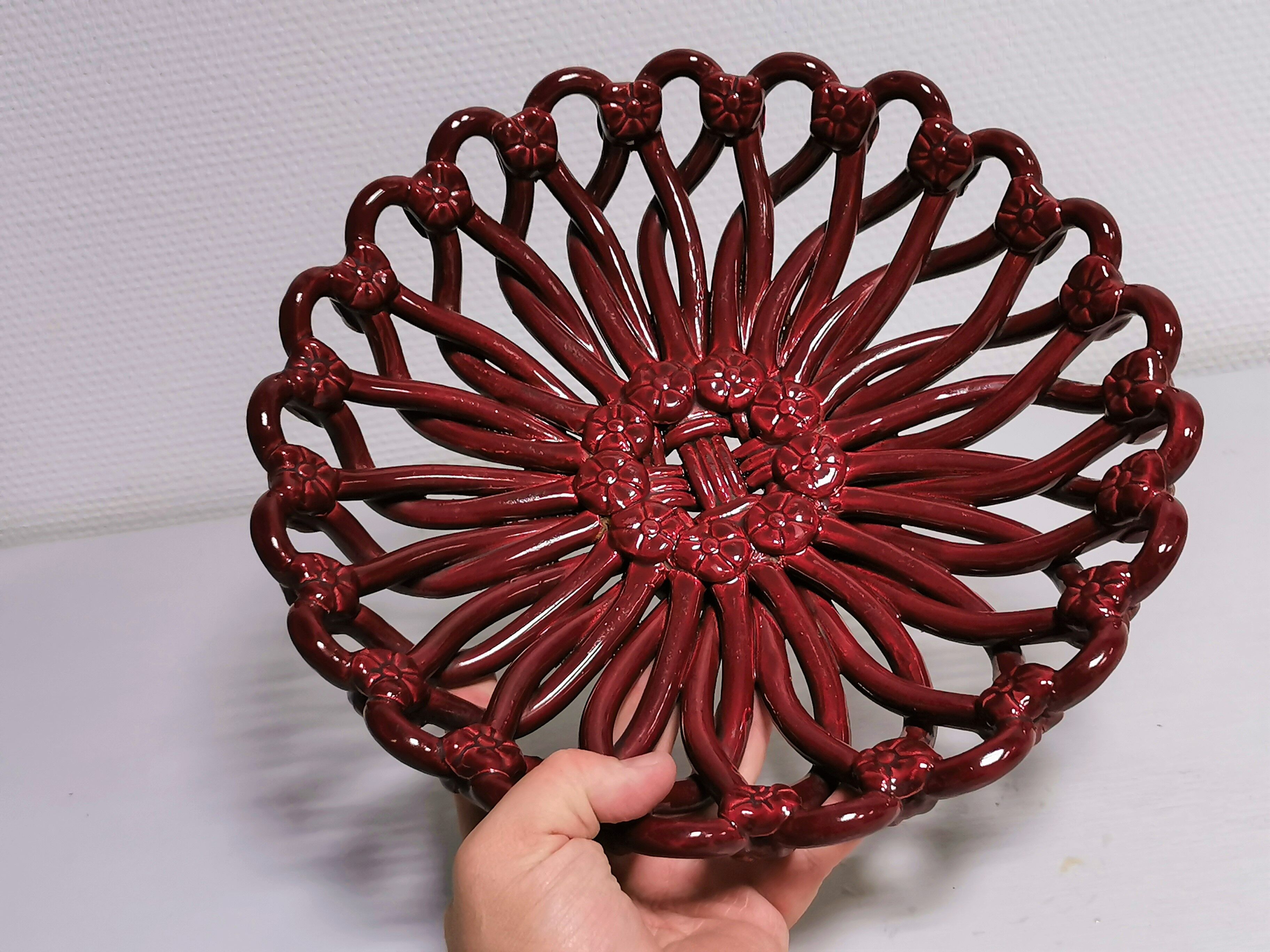 Vintage Fruit Basket , Ceramic Centerpiece VALLAURIS