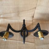 Wrought iron wall light with 2 lights
