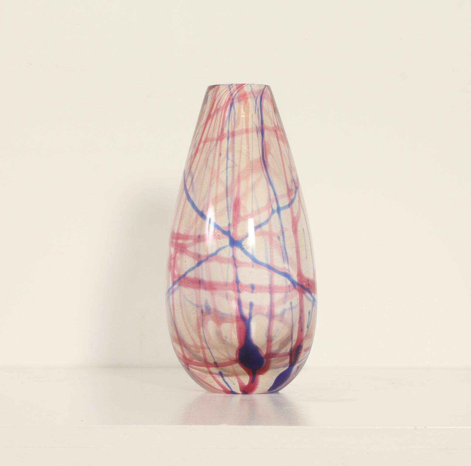 Vase de Murano à lignes colorées, Italie, 1950