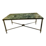 Brass and green marble coffee table