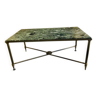 Brass and green marble coffee table