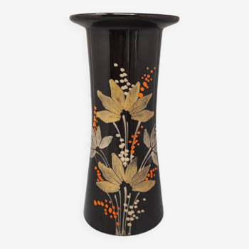 Vase marron en céramique de SIC peint à la main. Fabriqué en Italie