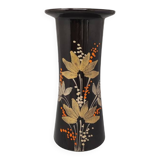 1970s brown vase ceramic by SIC hand-painted. Made in Italy