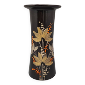 1970s brown vase ceramic by SIC hand-painted. Made in Italy