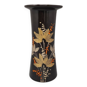 Vase marron en céramique de SIC peint à la main. Fabriqué en Italie