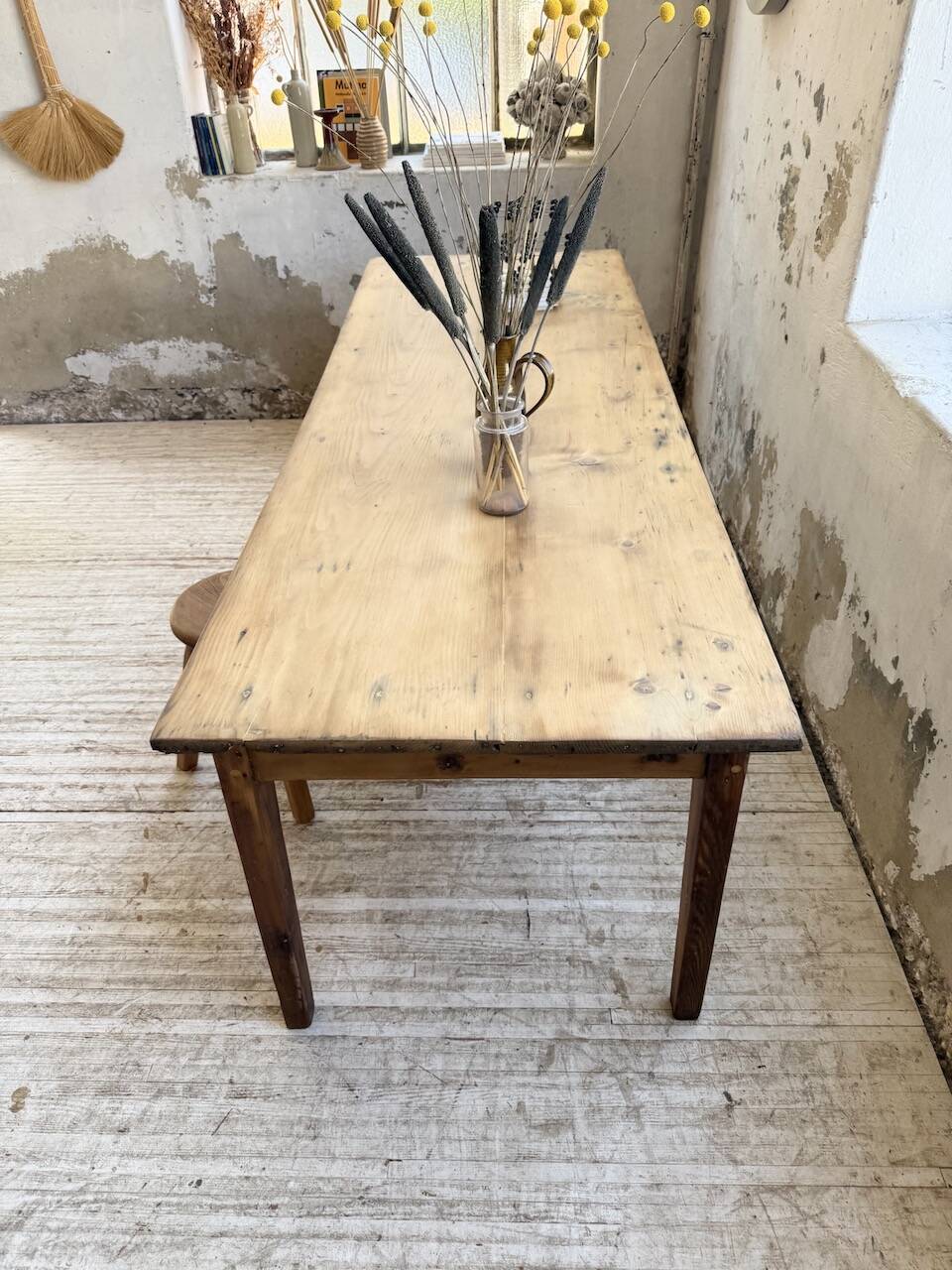 1950s pine farmhouse table 220cm