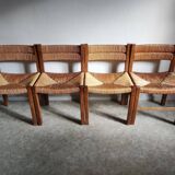 4 straw and wood chairs
