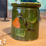 Old jam jar with pear pattern - Savoyard pottery