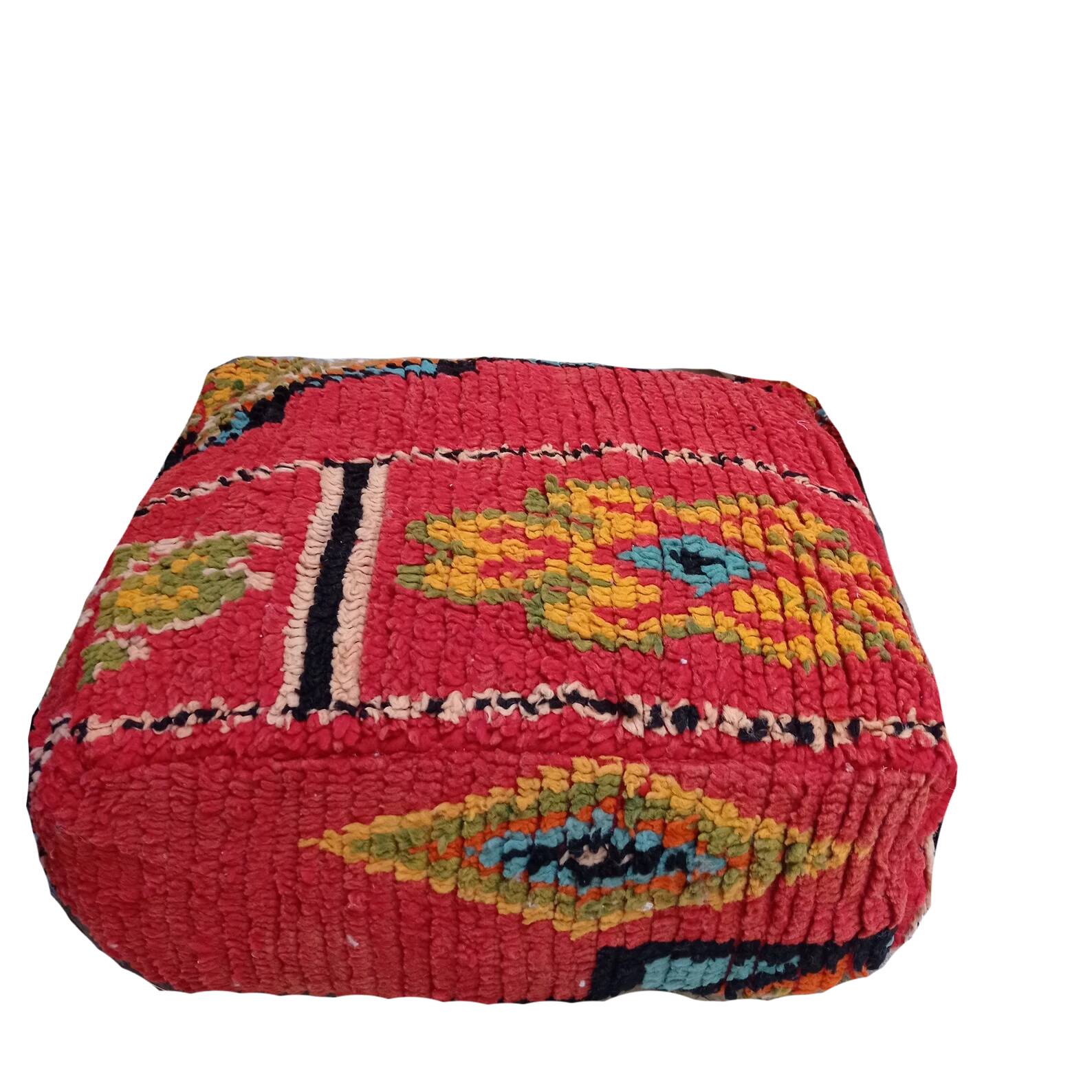 Handmade Berber pouf in wool 60 X 60 X 20 CM