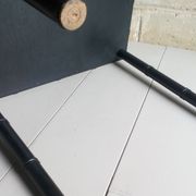 Black wood and bamboo side table