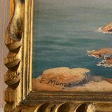 Oil on canvas representing a navy signed e.monza