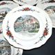 Sarreguemines set of 6 flat plates Obernai village Alsace by Loux