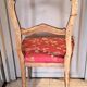 Wooden chair with varnished wood and red satin brocade fabric, 1920