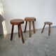 3 free-form oak tripod stools