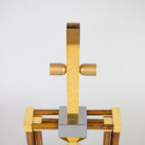 Pied de lampe en bambou, laiton doré et argenté, années 1970