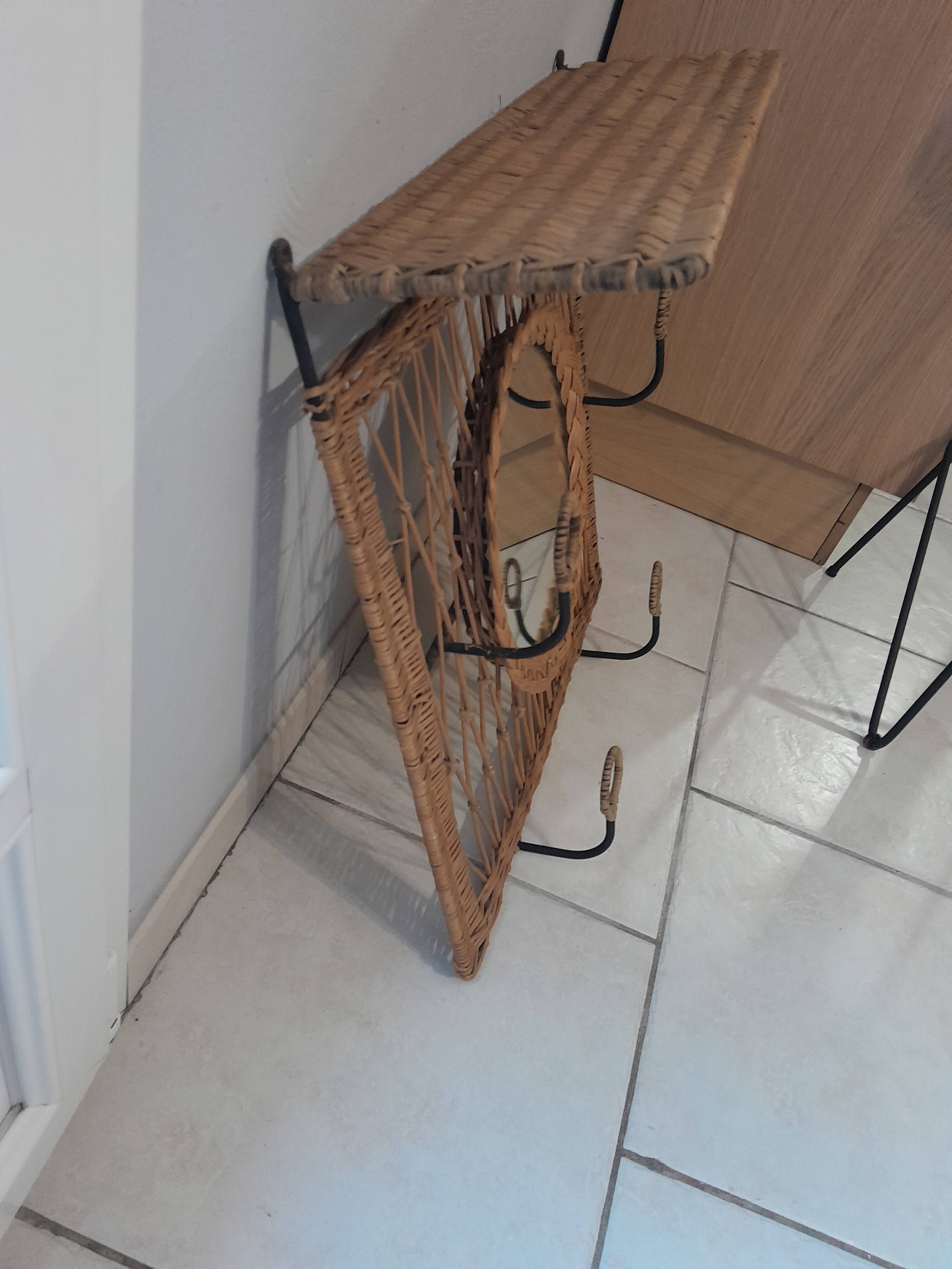 Coat rack dressing room vintage rattan year 50