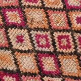 Fuchisa & Burgundy Turkish Runner Rug, One of a Kind Hallway Runner