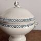 Antique Soup Tureen Vegetable Dish Faience Longwy Henri II Style Geometric Frieze