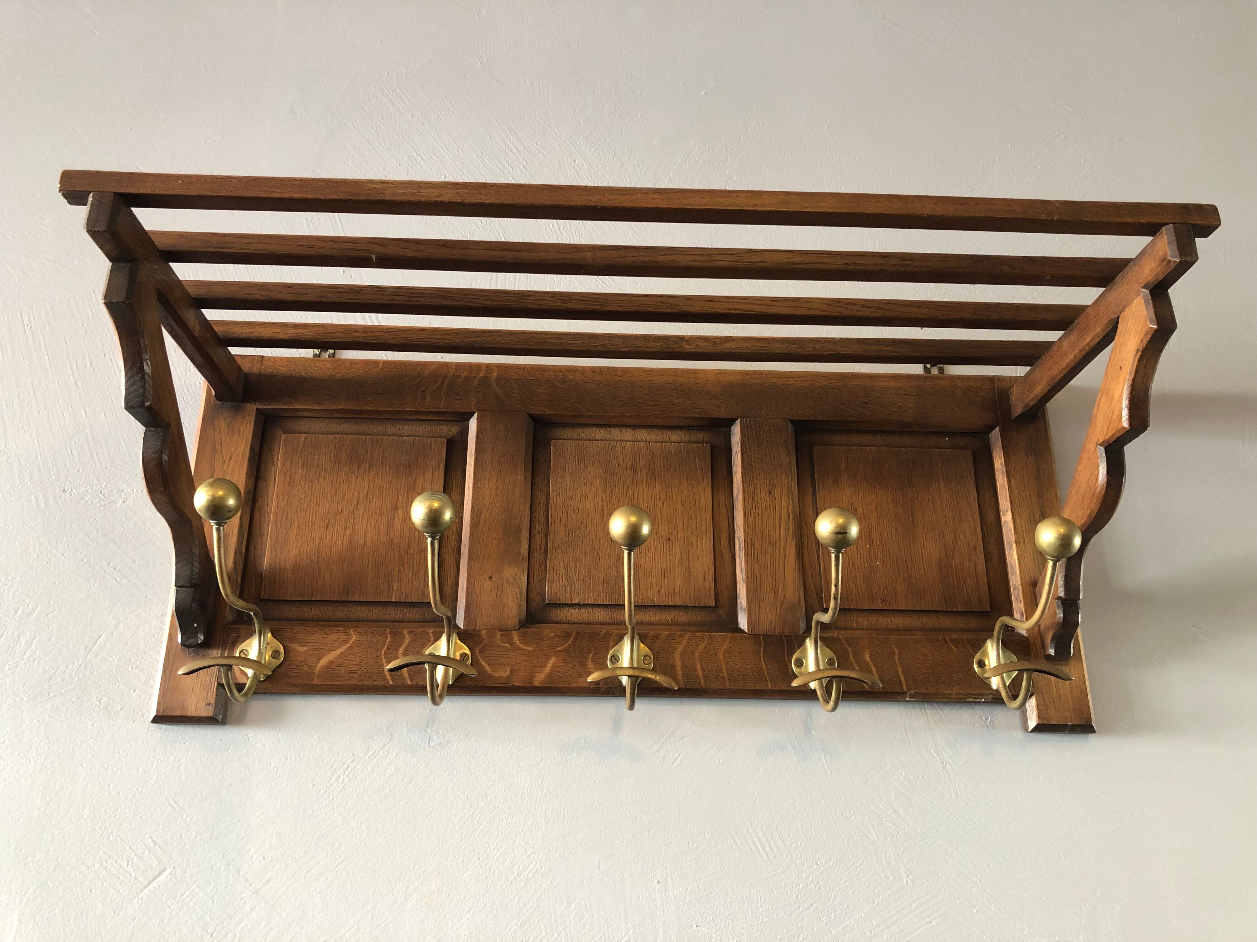 Solid oak coat rack, 30s/40s