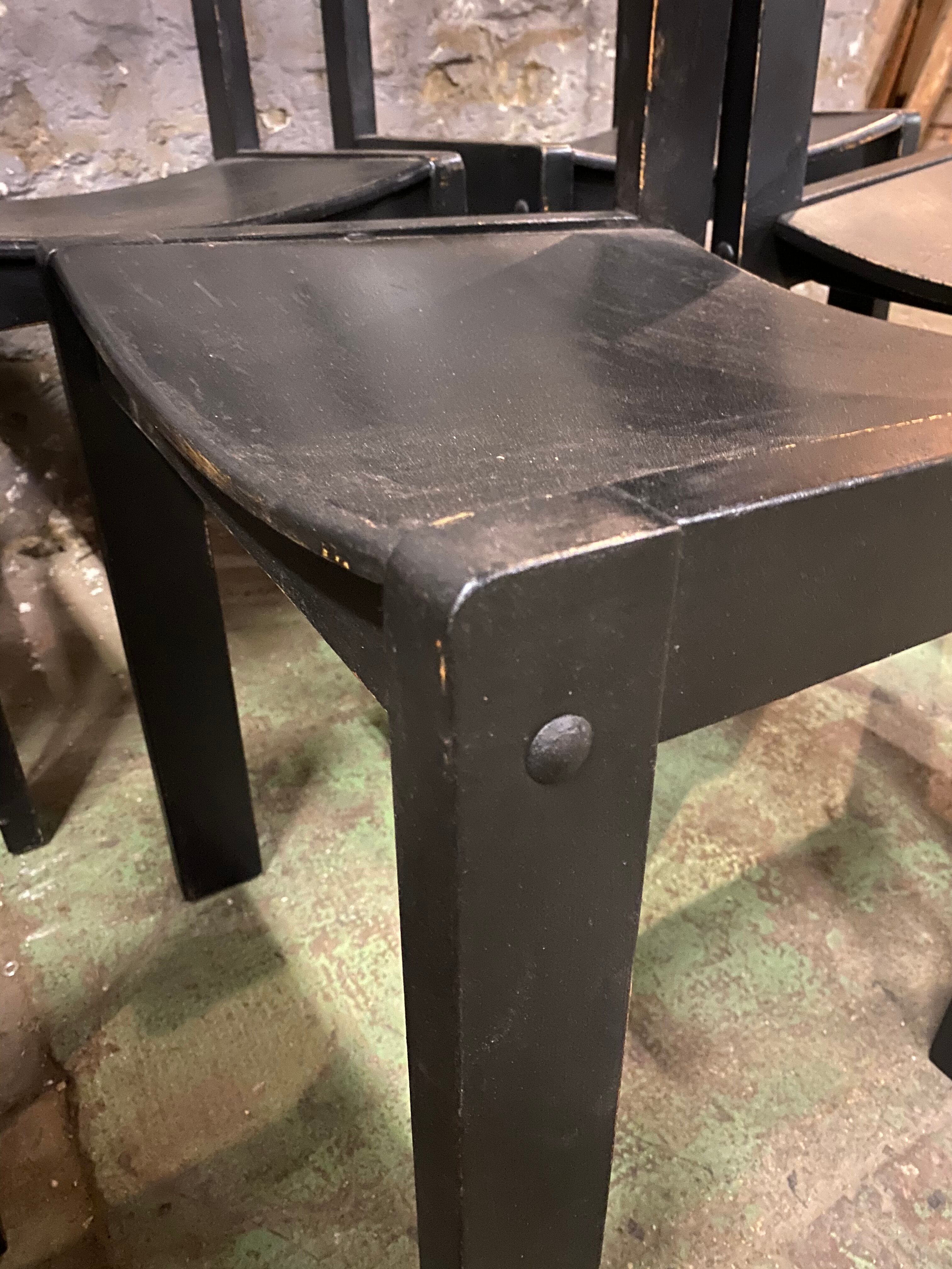 6 vintage chairs circa 1960 patinated black