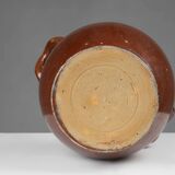 Grand pot en céramique brune émaillée, Belgique, années 1800.