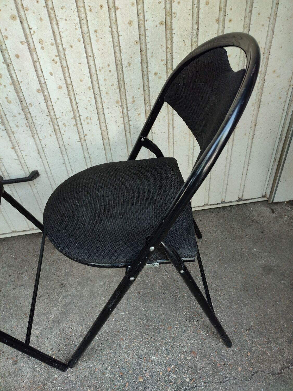 3 folding chairs bergeraul samba vintage black metal fabrics