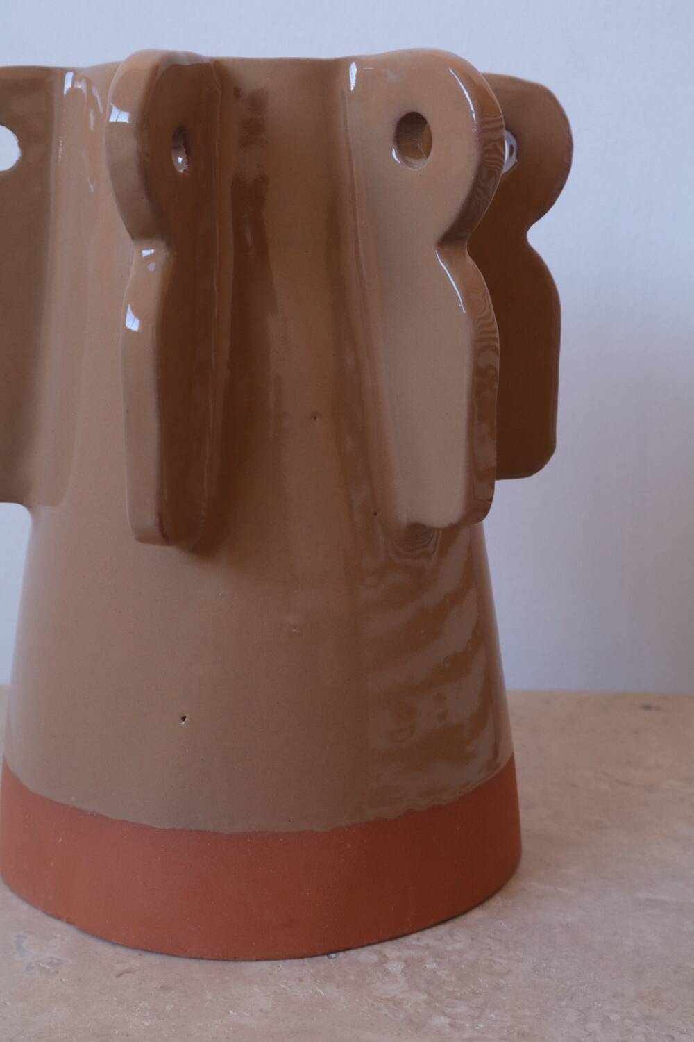 Handmade beige sculptural ceramic vase