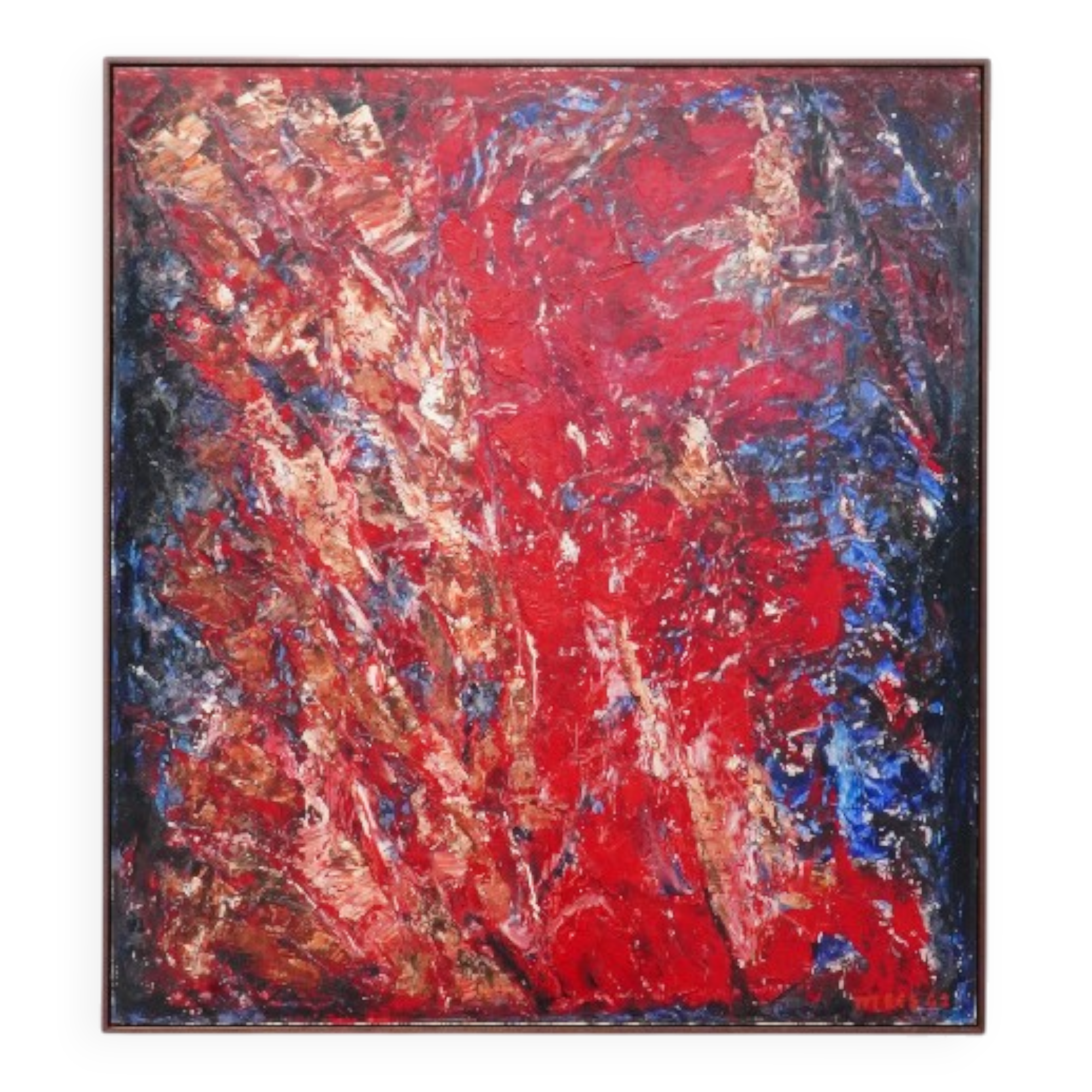 Jozef Mees, Lyrical Abstract Oil on Panel 1962