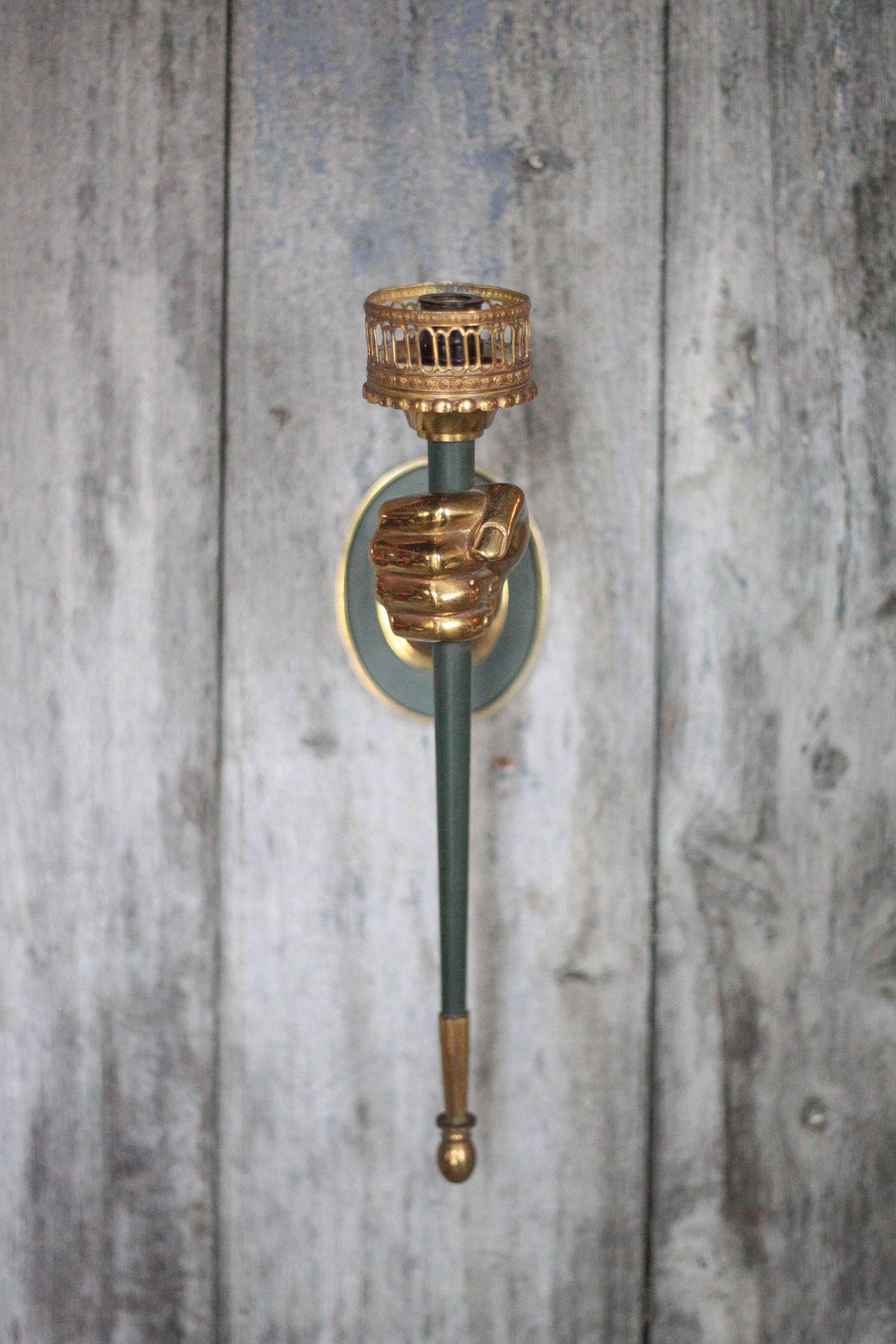 Bronze wall light Lucien Gau vintage, wall sconce, vintage hand sconce.