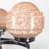 1930s Art Deco Bakelite/Catalin, Chrome & Pink Glass Chandelier Lamp