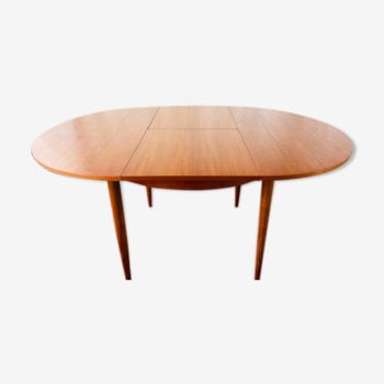 Table à manger extensible en teck, allonge papillon, circa 1960