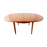 Expandable teak dining table, butterfly extension, circa 60s