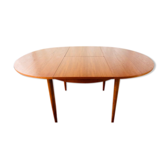 Expandable teak dining table, butterfly extension, circa 60s