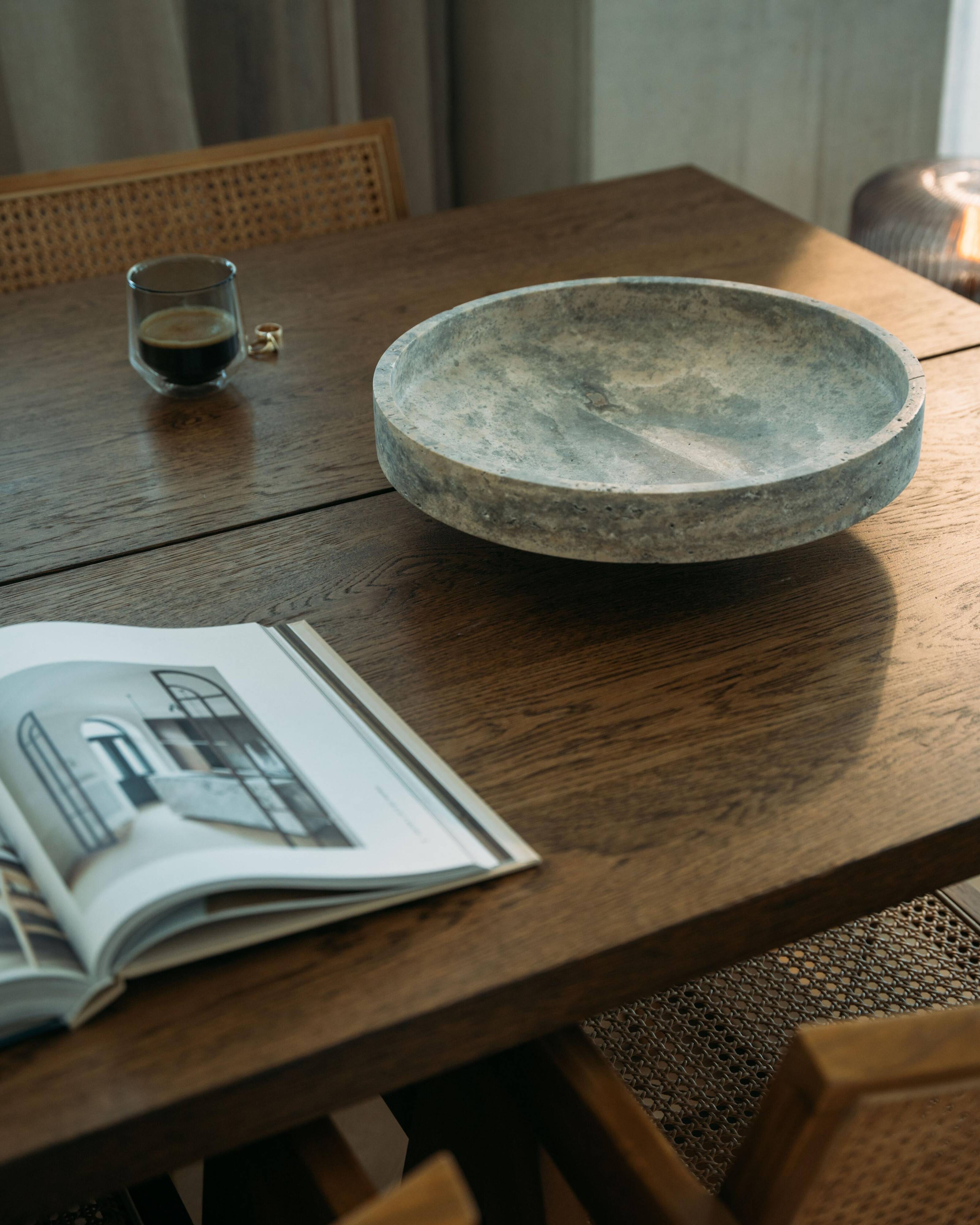 Silver travertine bowl