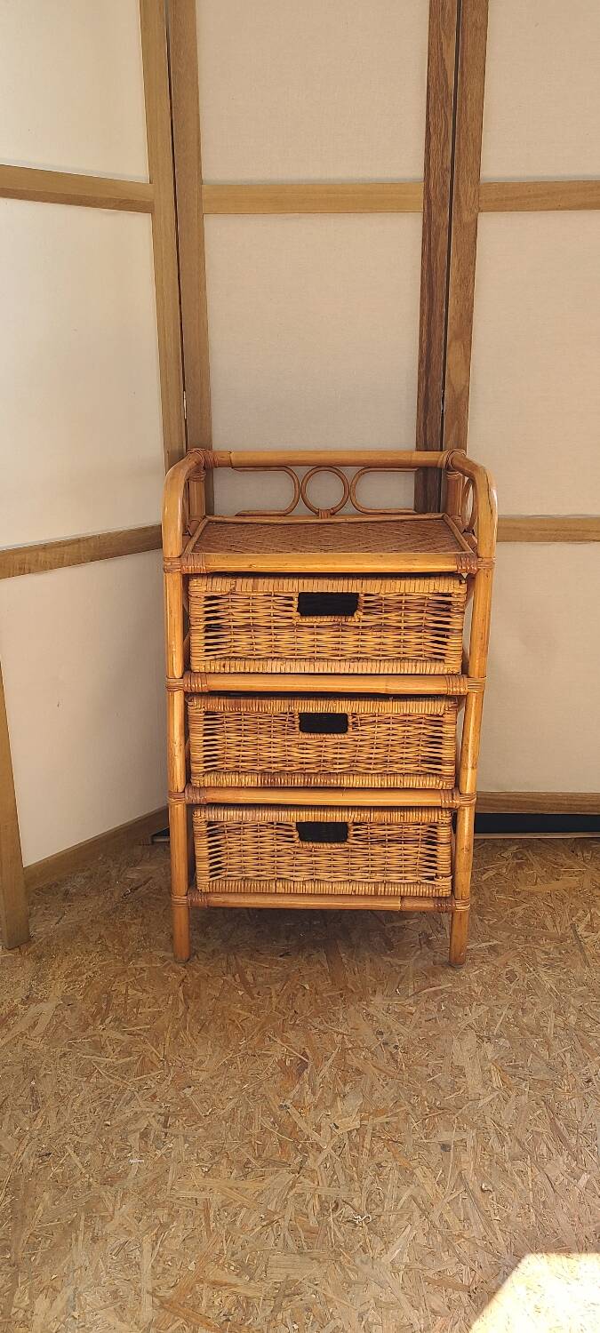 Commode rotin vintage