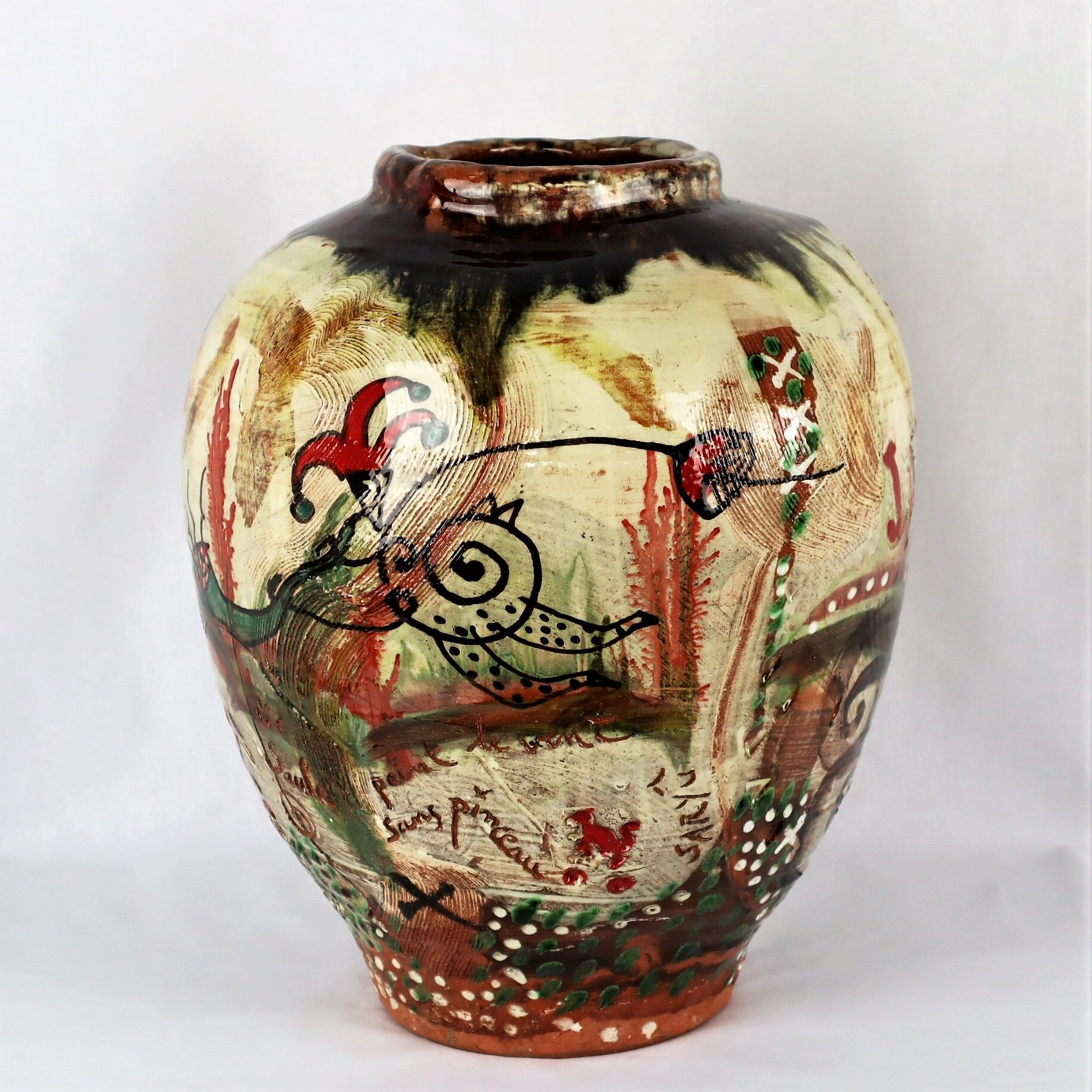 Ceramic vase of Basile "graffiti Jazz" 1990 unique piece
