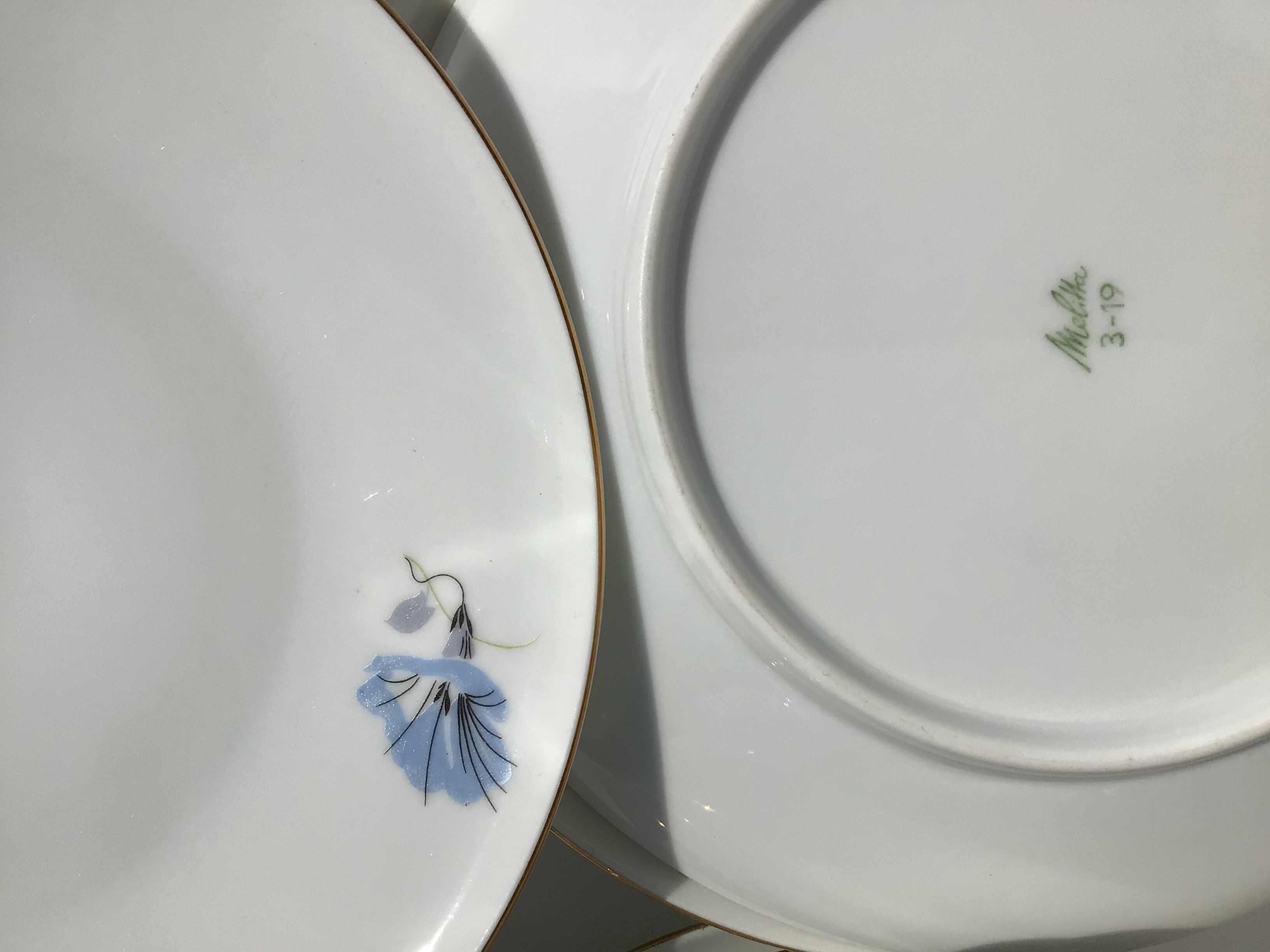 10 plates dessert porcelain decoration flowers 50's melitta