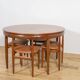 Table à manger en teck des années 50 et chaises par Hans Olsen pour Frem Røjle, Danemark, années 1960, ensemble de 5.