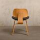 Charles & Ray Eames DCW Ash dining chair with Dark Brown Leather seat for Vitra