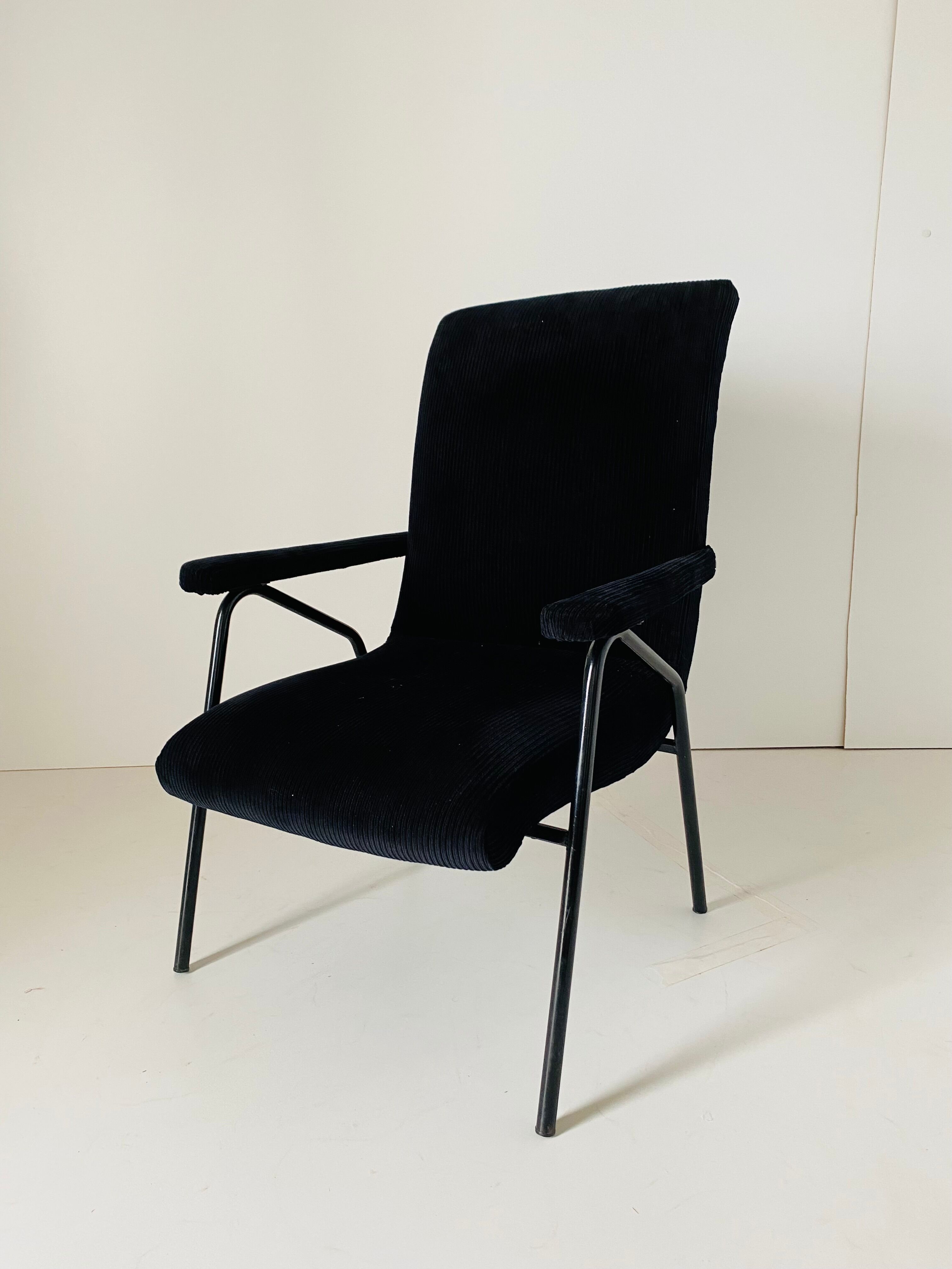 1960s vintage black velvet armchair
