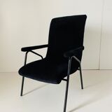 1960s vintage black velvet armchair