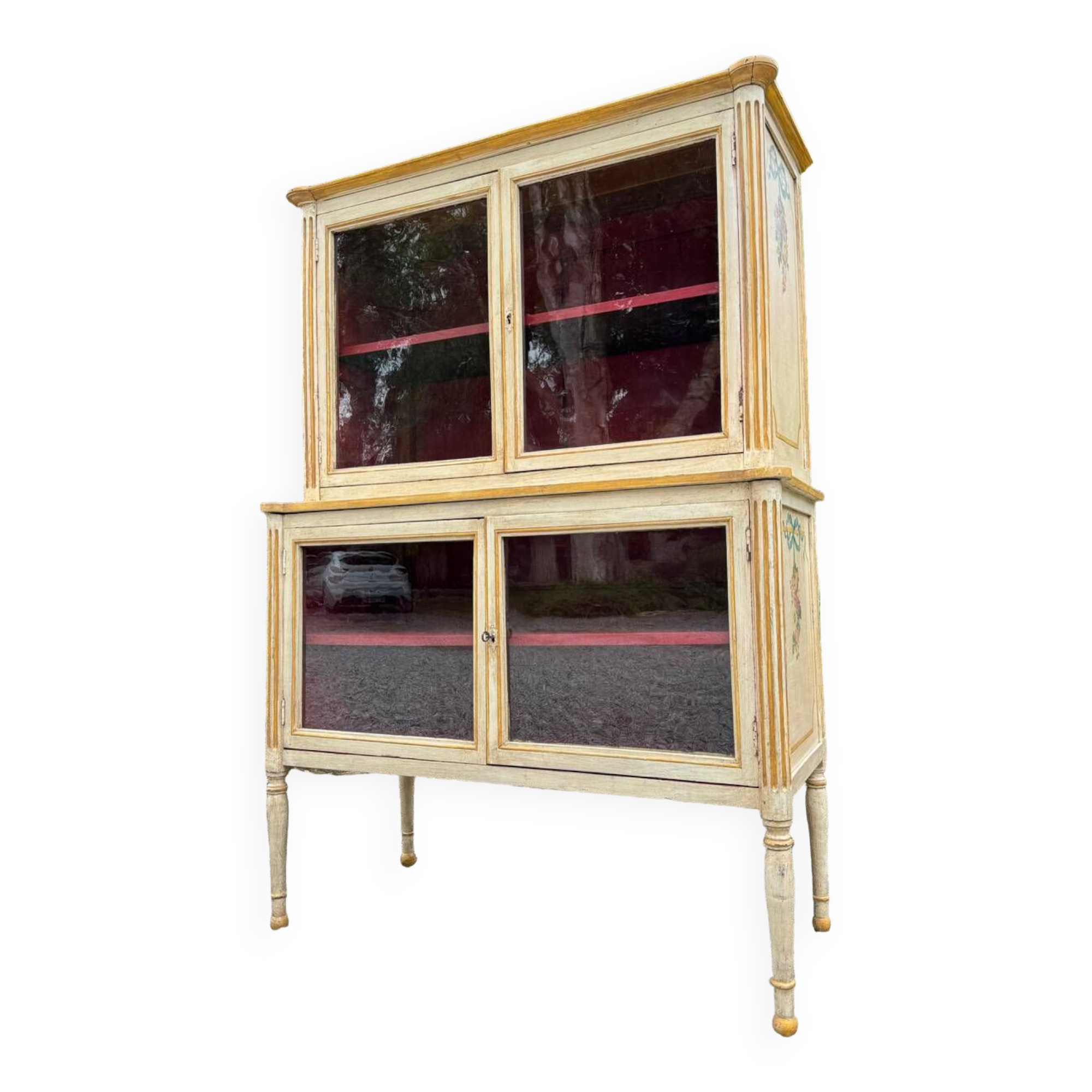 Louis xvi xviii eme century painted wood showcase