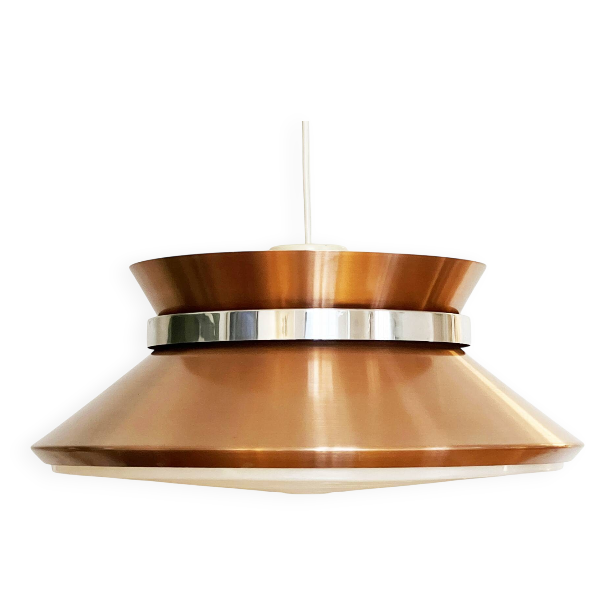 Copper colored aluminium pendant light by Carl Thore for Granhaga Metall. Sweden 1970s