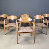 Fauteuils espagnols vintage en bois, lot de 6, années 1990