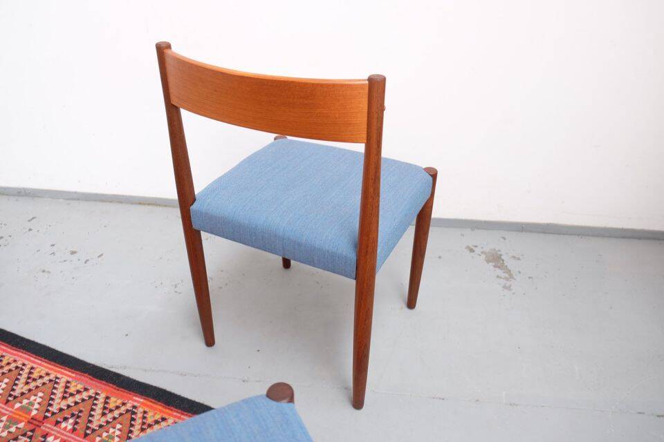 4 Danish Mid-Century style dining chairs | Teak | Kvadrat fabric