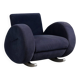 Bretz (Germany) — Rocking Chair / Armchair — Blue Velvet Upholstery — 1980s