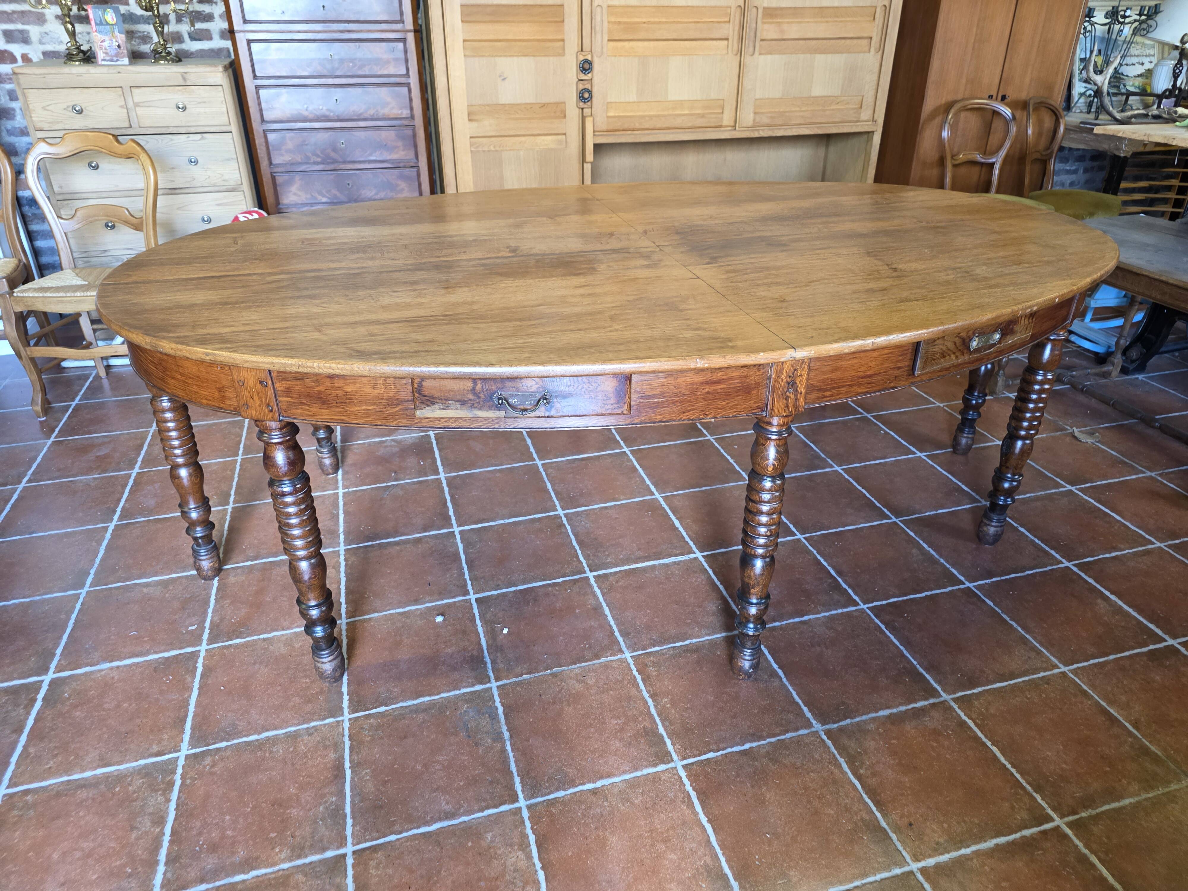 19th century solid oak oval farmhouse table 243×154cm