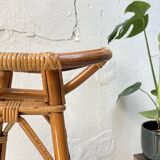 High stool in bamboo and rattan, circa 1960.